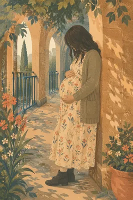 Pregnant Woman in Garden Light Portrait