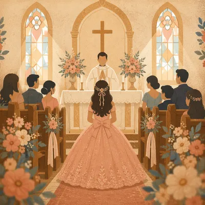 Quinceañera Church Blessing in Warm Chapel