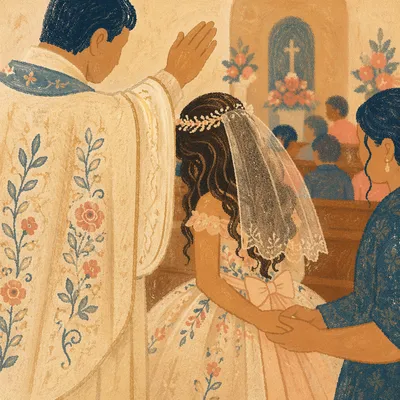 Quinceañera Church Blessing in Warm Chapel