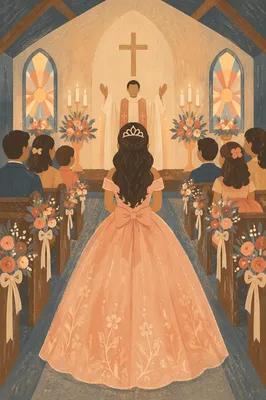 Quinceañera Church Blessing in Warm Candlelight