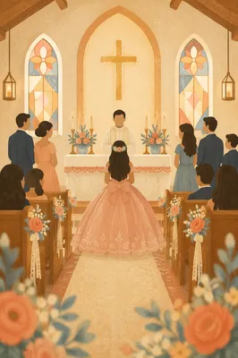 Quinceañera Church Blessing in Morning Light