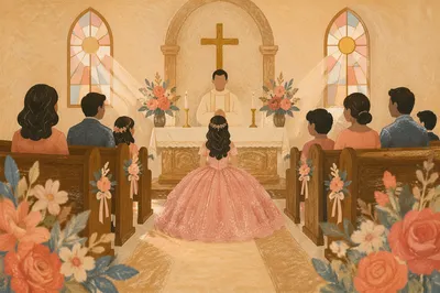Quinceañera Church Blessing in Morning Light