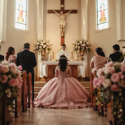 Quinceañera Church Blessing in Morning Light