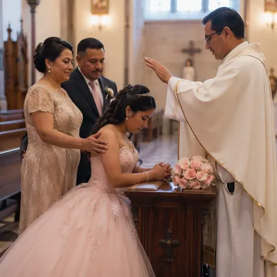 Quinceañera Blessing Ceremony Inside Traditional Church