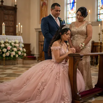 Quinceañera Blessing Ceremony Inside Traditional Church