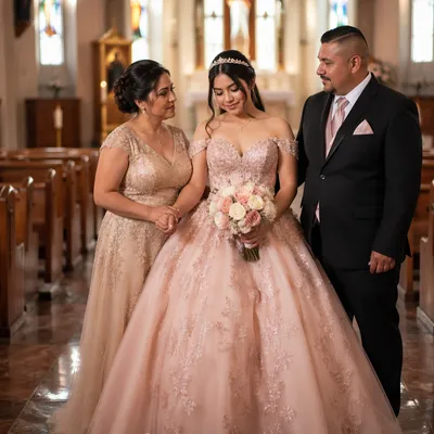Quinceañera Blessing with Parents in Church