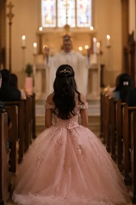 Quinceañera Church Blessing in Candlelit Chapel
