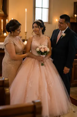 Quinceanera Blessing Ceremony in Candlelit Chapel