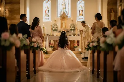 Quinceañera Church Blessing in Morning Light