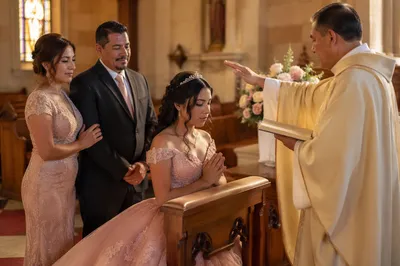 Quinceañera Blessing Ceremony in Traditional Church