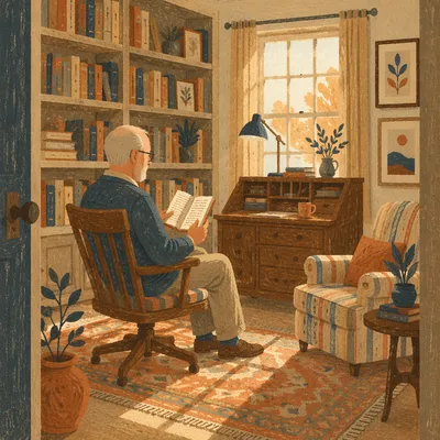 Retired Pastor Studying Scripture at Home
