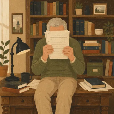 Retired Pastor Studying Scripture at Home