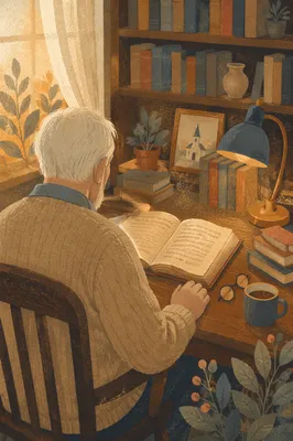 Retired Pastor Studying Scripture at Home