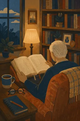 Retired Pastor Studying Scripture at Home