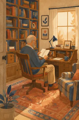 Retired Pastor Studying Scripture at Home