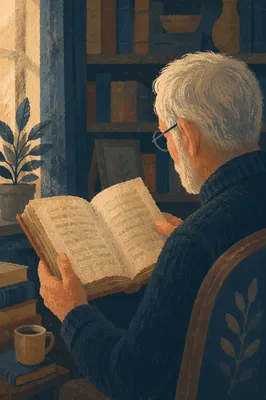 Retired Pastor Studying Scripture at Home