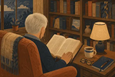 Retired Pastor Studying Scripture at Home