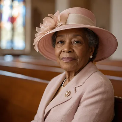 Elegant Senior Woman in Church Portrait