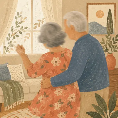 Joyful Senior Couple Dancing at Home