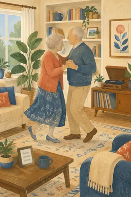Joyful Senior Couple Dancing at Home