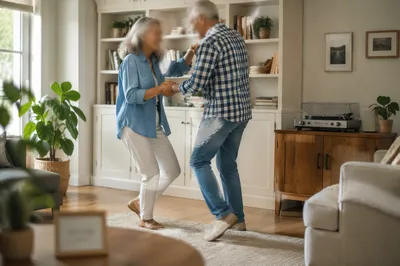 Joyful Senior Couple Dancing at Home