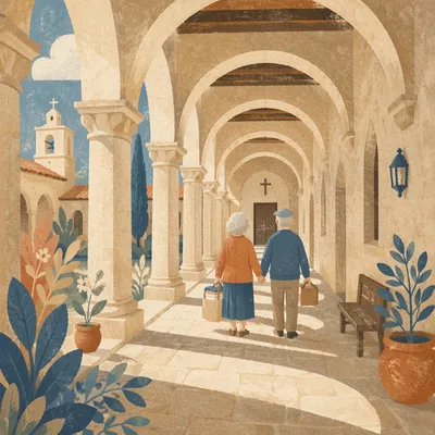 Senior Couple Serving at Church Corridor