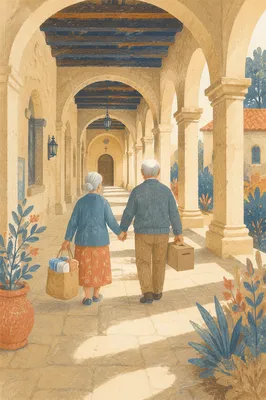 Senior Couple Serving in Church Corridor