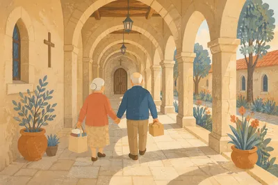 Senior Couple Serving at Church Corridor