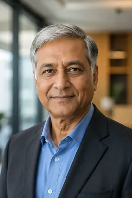 Senior South Asian Professional Office Headshot
