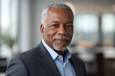 Senior Professional Headshot in Modern Office