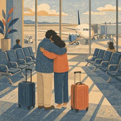 Warm Siblings Reunion at Airport Arrival