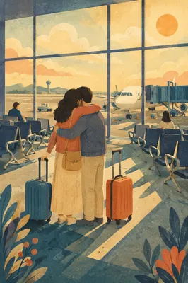 Siblings Reunion Hug at Airport Arrival