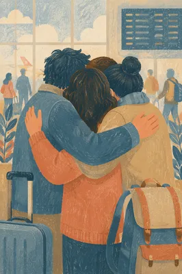 Sibling Reunion Hug at Airport Arrival