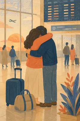 Sibling Reunion Hug at Airport Arrival