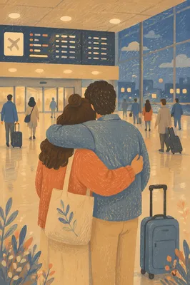 Sibling Reunion Hug at Airport Arrival