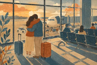 Warm Siblings Reunion at Airport Arrival