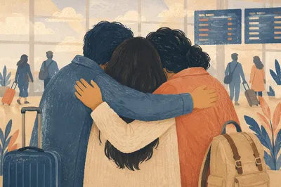 Sibling Reunion Hug at Airport Arrival