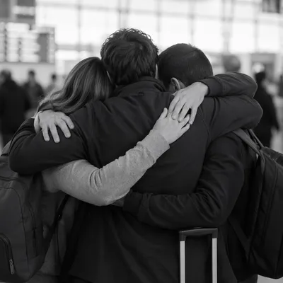 Adult Siblings Reunion Hug at Airport