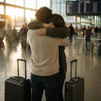 Adult Siblings Reunion Hug at Airport