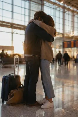 Sibling Reunion Hug at Airport Arrival
