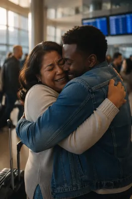 Emotional Sibling Reunion at Airport Terminal