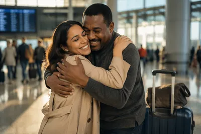 Emotional Siblings Reunion in Airport Hall