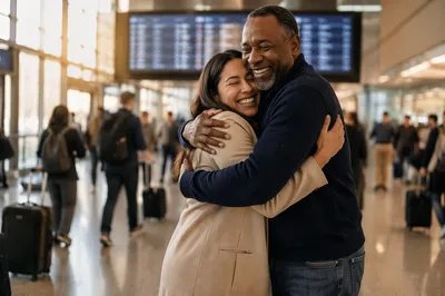 Emotional Siblings Reunion in Airport Terminal