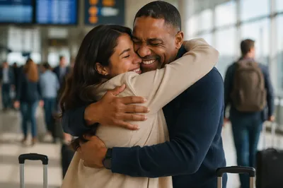 Emotional Siblings Reunion at Airport Terminal