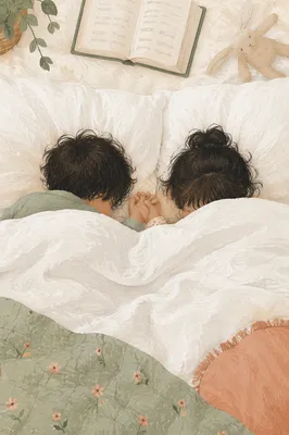 Siblings Praying Together at Bedtime