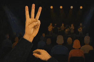 Sign Language Hands on Dim Stage