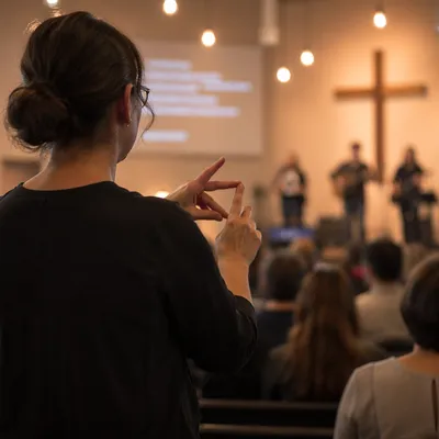 Sign Language Interpreter on Church Stage