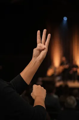 Sign Language Hands on Dark Stage
