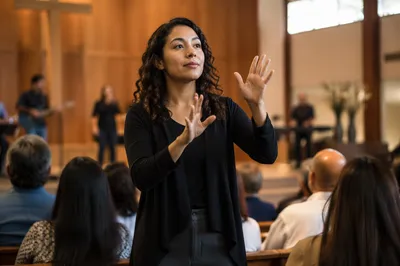 Sign Language Interpreter on Church Stage