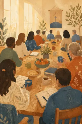Single Adult Church Fellowship Around Table
